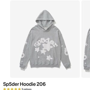 Sp5der Grey Crewneck Hoodie with Star Graphic